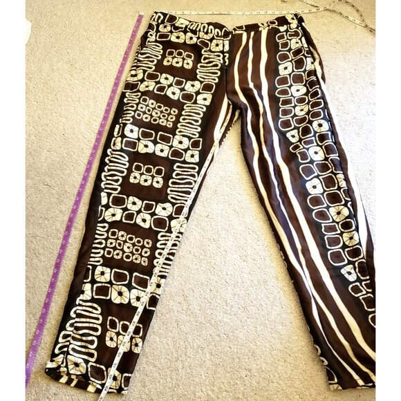 Grass-fields African Mixed Print Plus Size Pants  Side Zip Pockets US Sz 18* EUC - Picture 9 of 11
